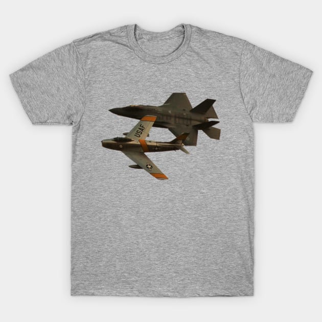 F-86 Sabre and F-35 Lightning II T-Shirt by acefox1